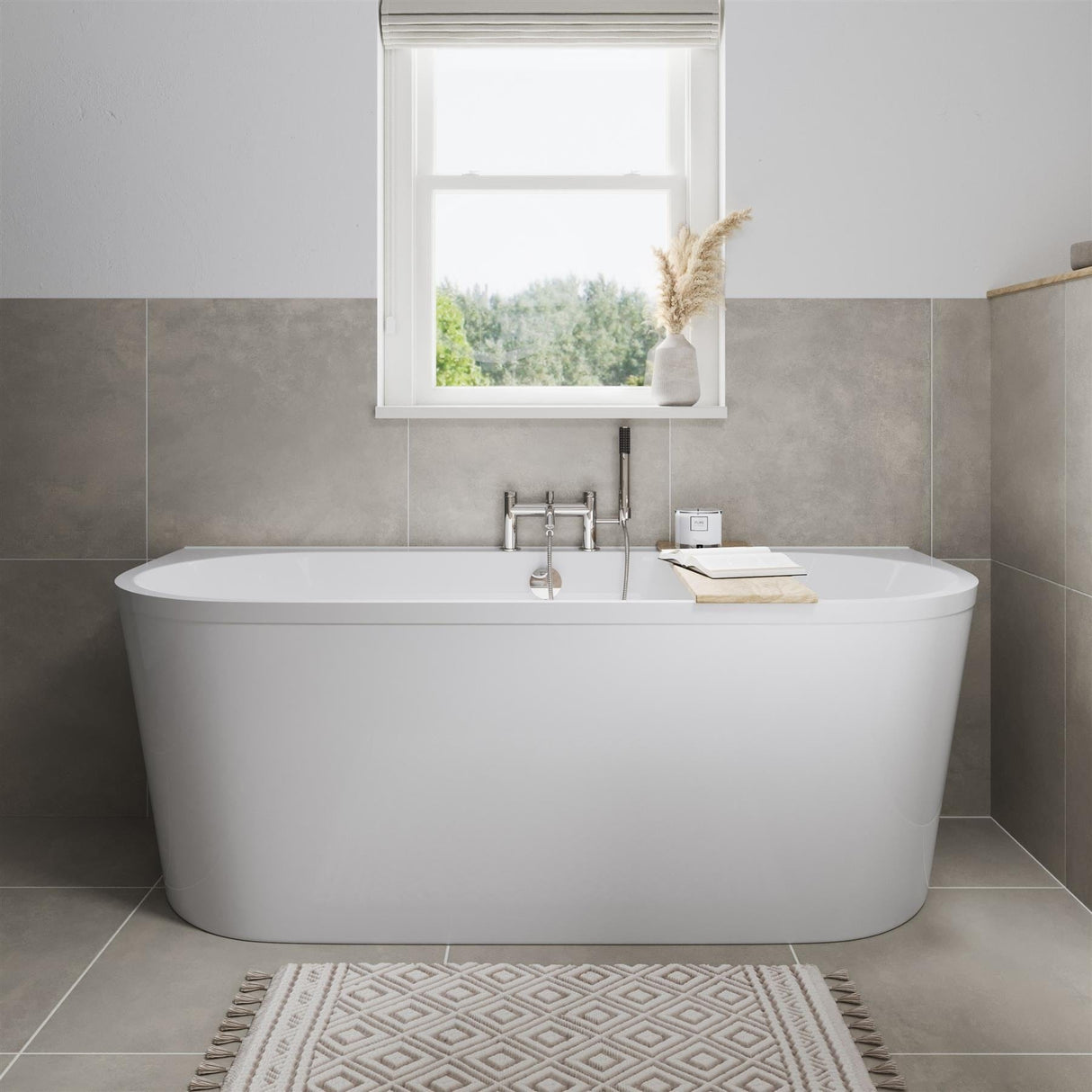 Britton Back To Wall Freestanding Bath Britton Saturn Back to Wall Freestanding Bath - 1700 x 750mm in White
