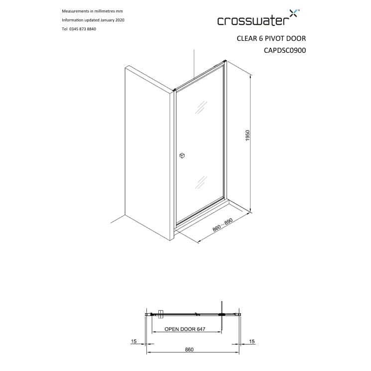 Crosswater Pivot Shower Door Crosswater Clear 6 Pivot Shower Door
