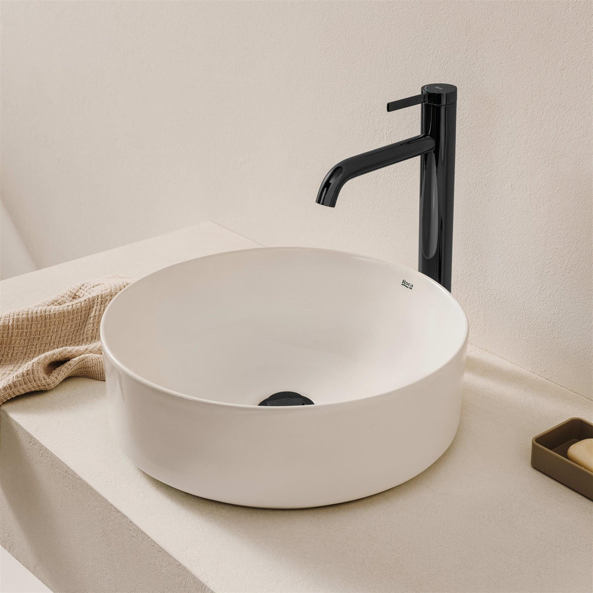 Roca Countertop Basin Roca Ona 370mm Round Fineceramic® Countertop Basin