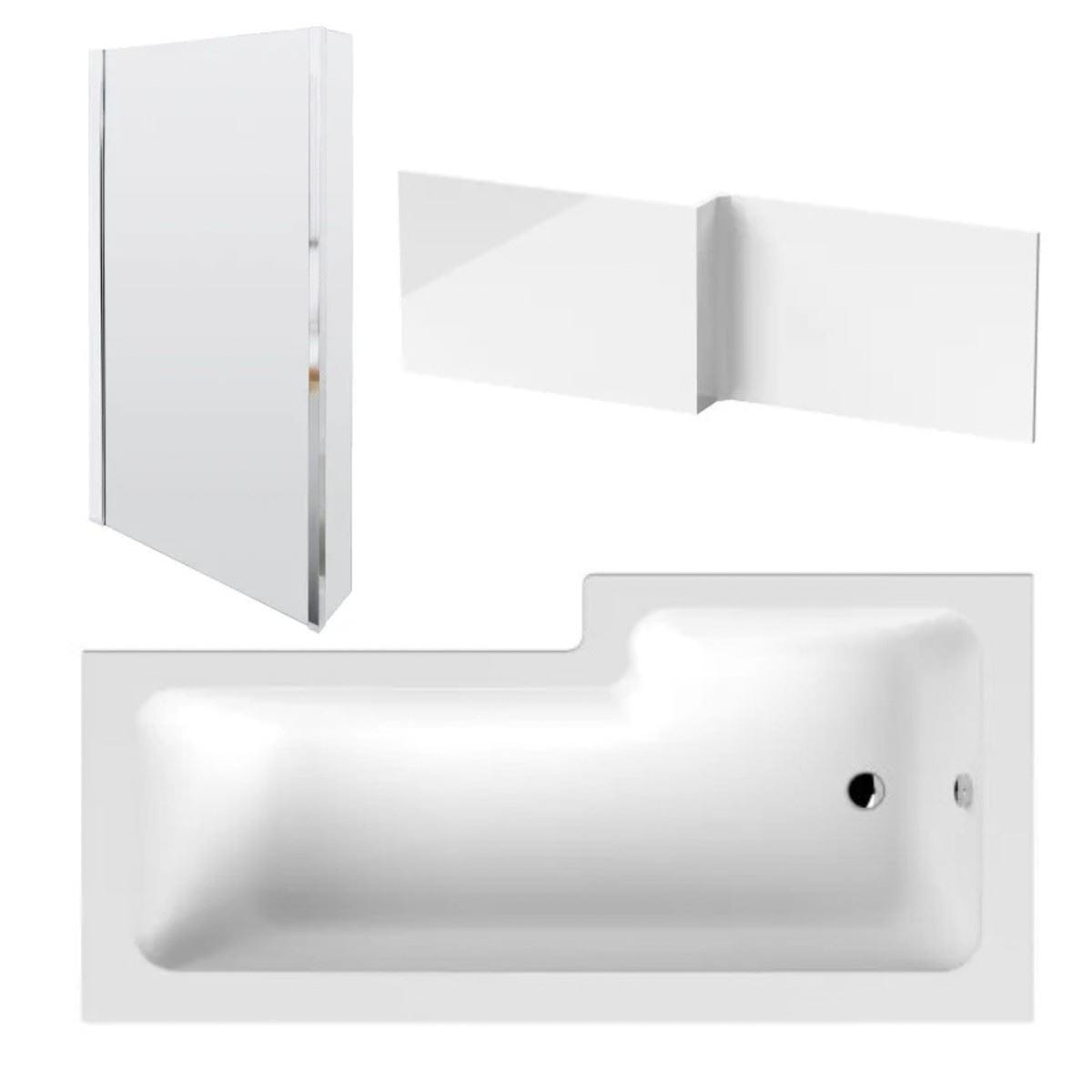 Aquarius Bathrooms L-Shaped Shower Bath Aquarius Urbano L-Shape Square Shower Bath Pack with Screen and Panel