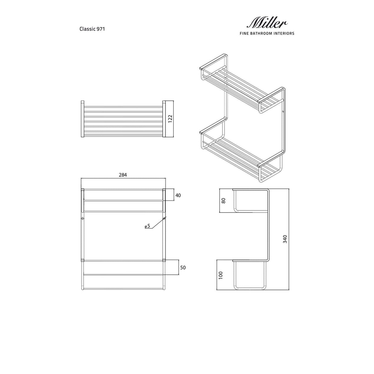 Miller Basket Miller Signature 2 Tier Shower Basket