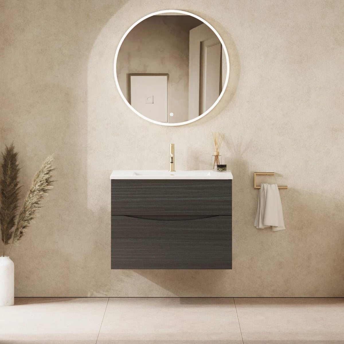 Crosswater Wall Mounted Vanity Unit 700mm / Steelwood Crosswater Glide II Wall Mounted Two Drawer Vanity Unit with Basin