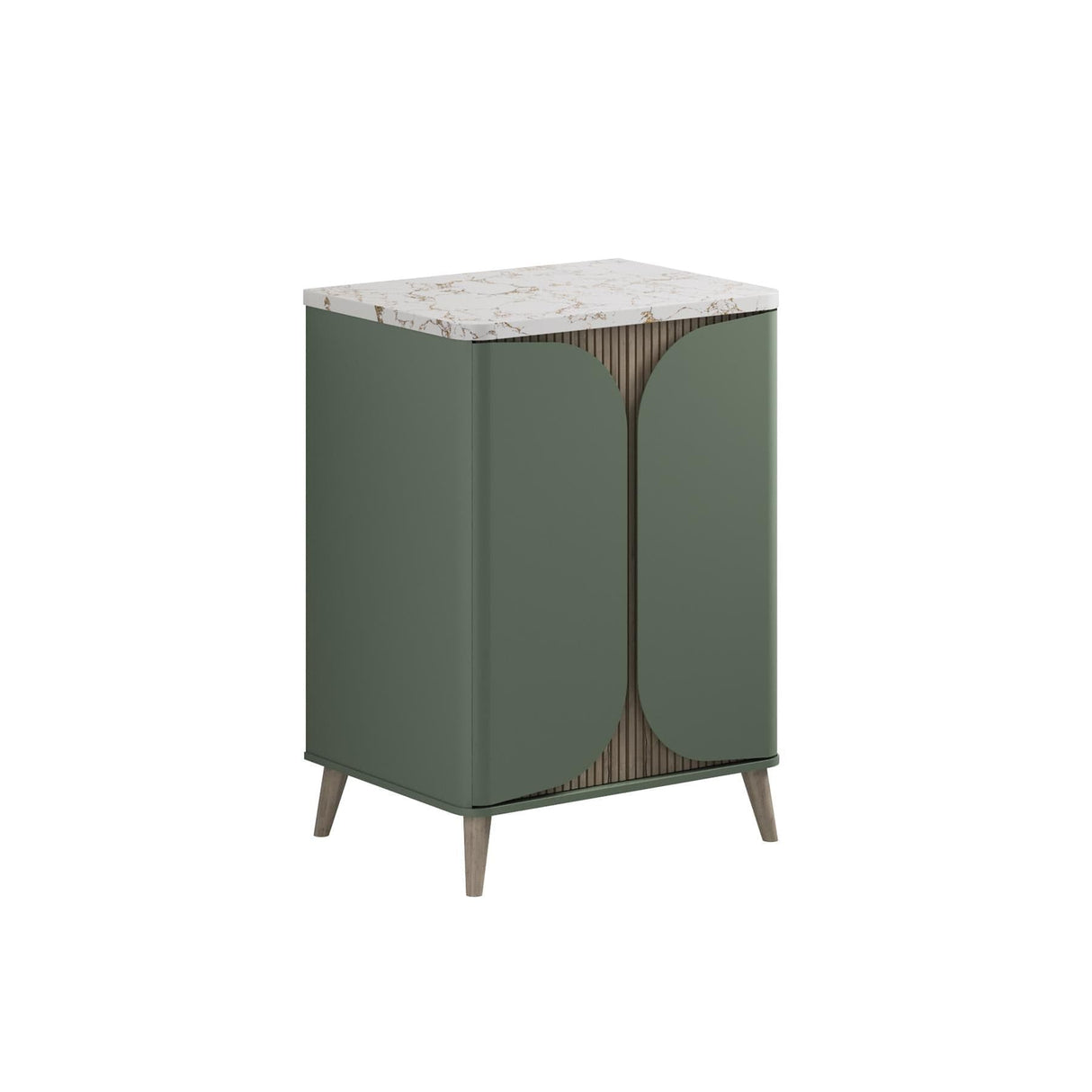 Crosswater Floor Standing Vanity Unit Sage Green / Crosswater Tambour Worktop - Gold Vein Estatuario Crosswater Tambour Vanity Unit with Basin or Worktop - 600mm - Two Door - Floor Standing