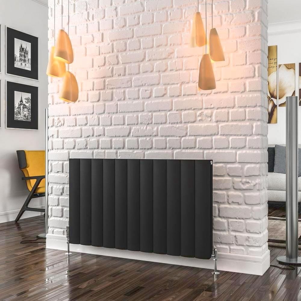 Eastbrook Panel Radiator 600 x 1040 / Electric Only Eastbrook Guardia Straight Horizontal Aluminium in Matt Black