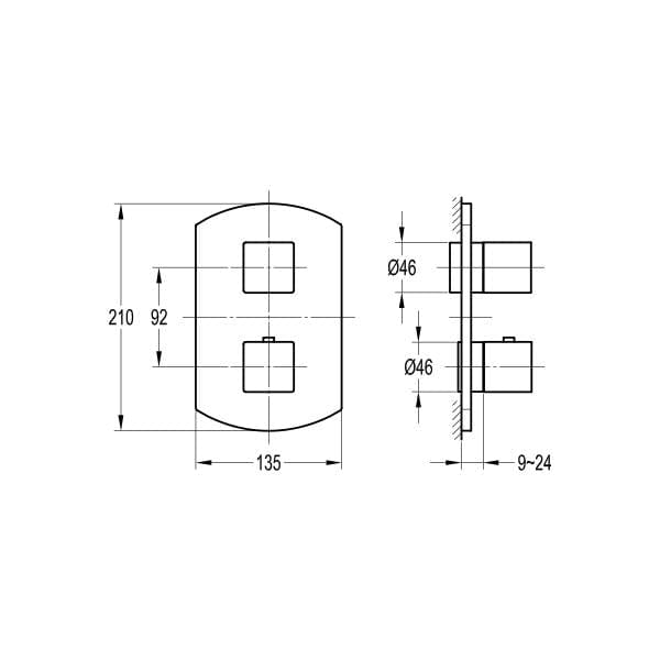 Flova Concealed Shower Valve Flova Dekka 1, 2 or 3 Outlet SlimBOX Finishing Set in Diamond Chrome