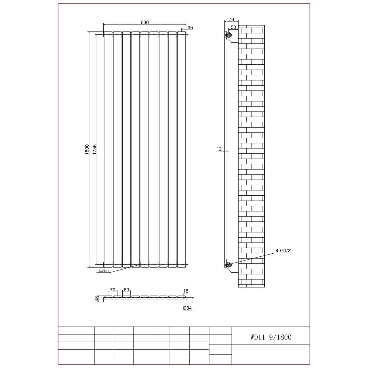 Aquarius Bathrooms Panel Radiator Aquarius Flat Single Vertical Radiator