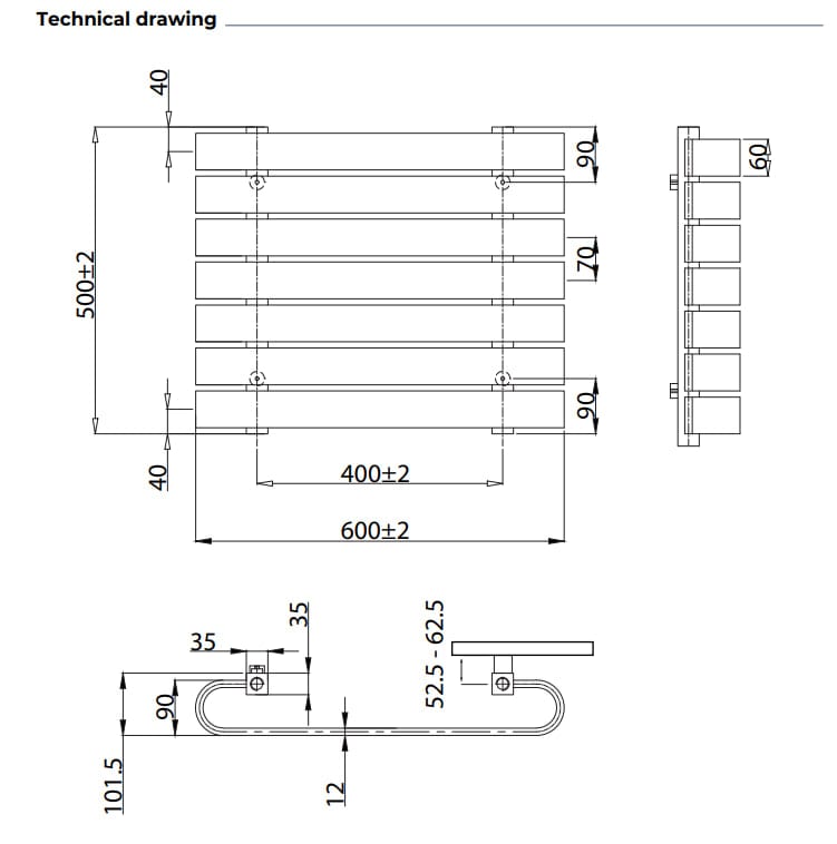 KRAD Panel Radiator K-RAD Denver Straight Horizontal Designer Radiator in Gloss White