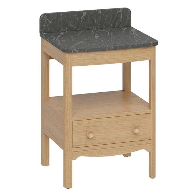 Burlington Floor Standing Vanity Unit Light Oak / Marquina Burlington Guild Floor Standing 620mm Vanity Unit with Worktop