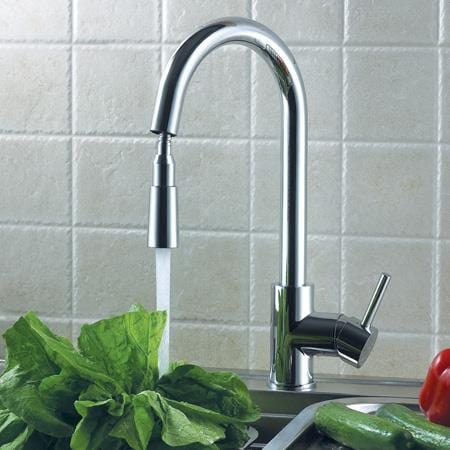 Flova Kitchen Tap Flova Levo Single Lever Kitchen Mixer Tap with Pull Out Spray and Swivel Spout in Chrome