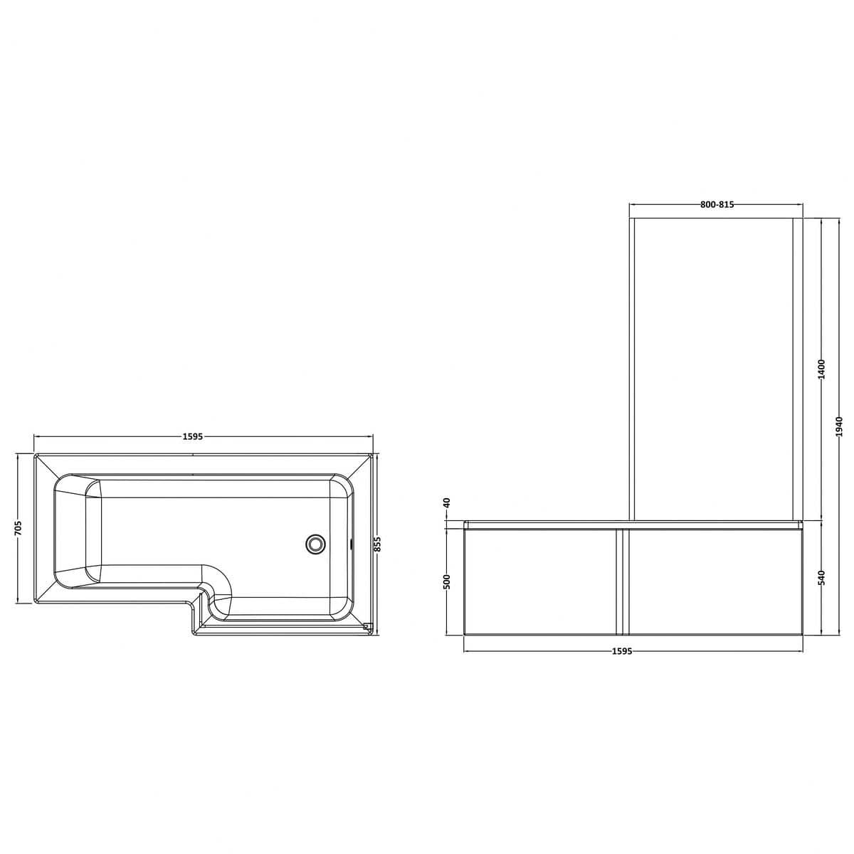 Aquarius Bathrooms L-Shaped Shower Bath Aquarius Urbano L-Shape Square Shower Bath Pack with Screen and Panel