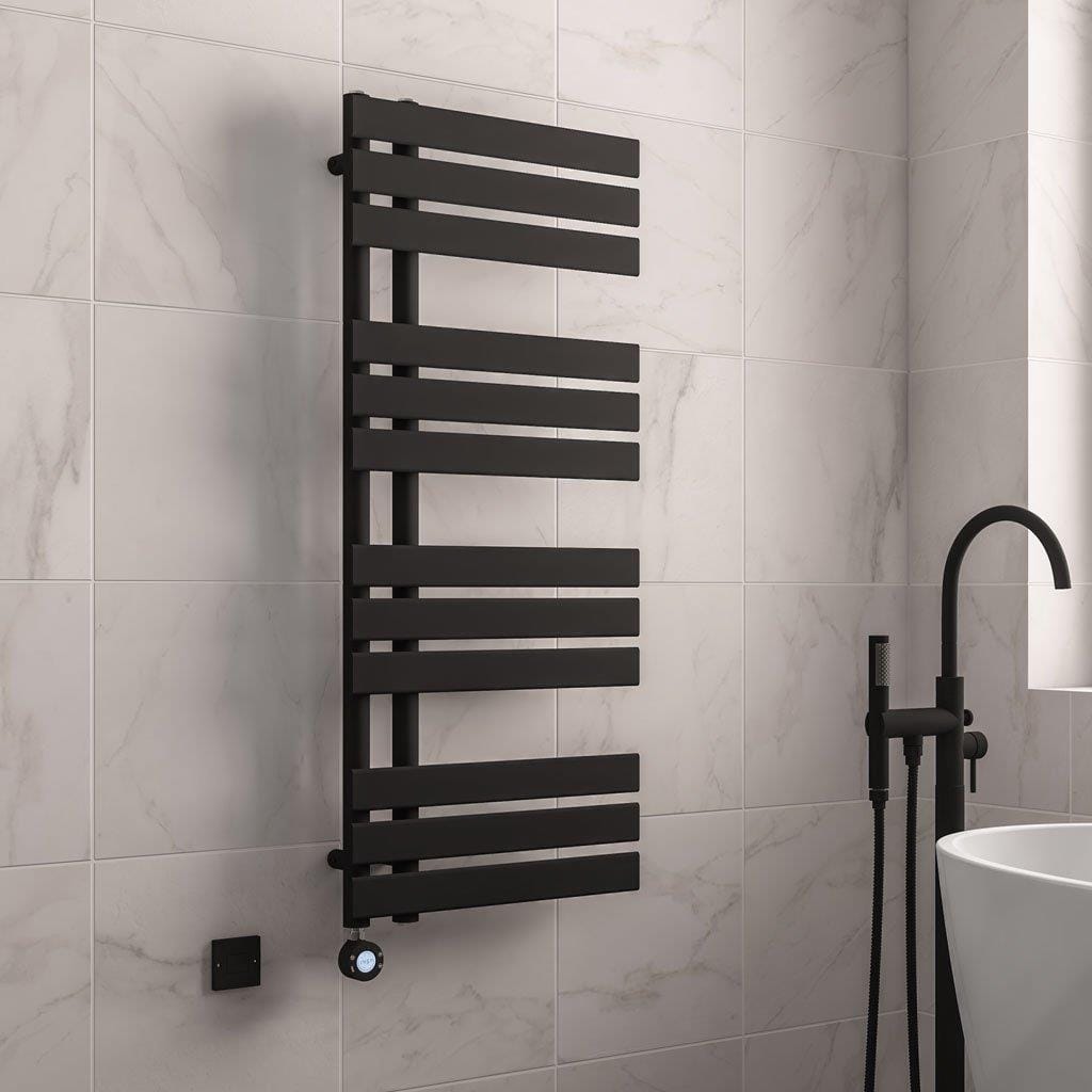 Eastbrook Designer Towel Radiator Matt Black Eastbrook Brockworth All Electric Vertical Designer Towel Rail