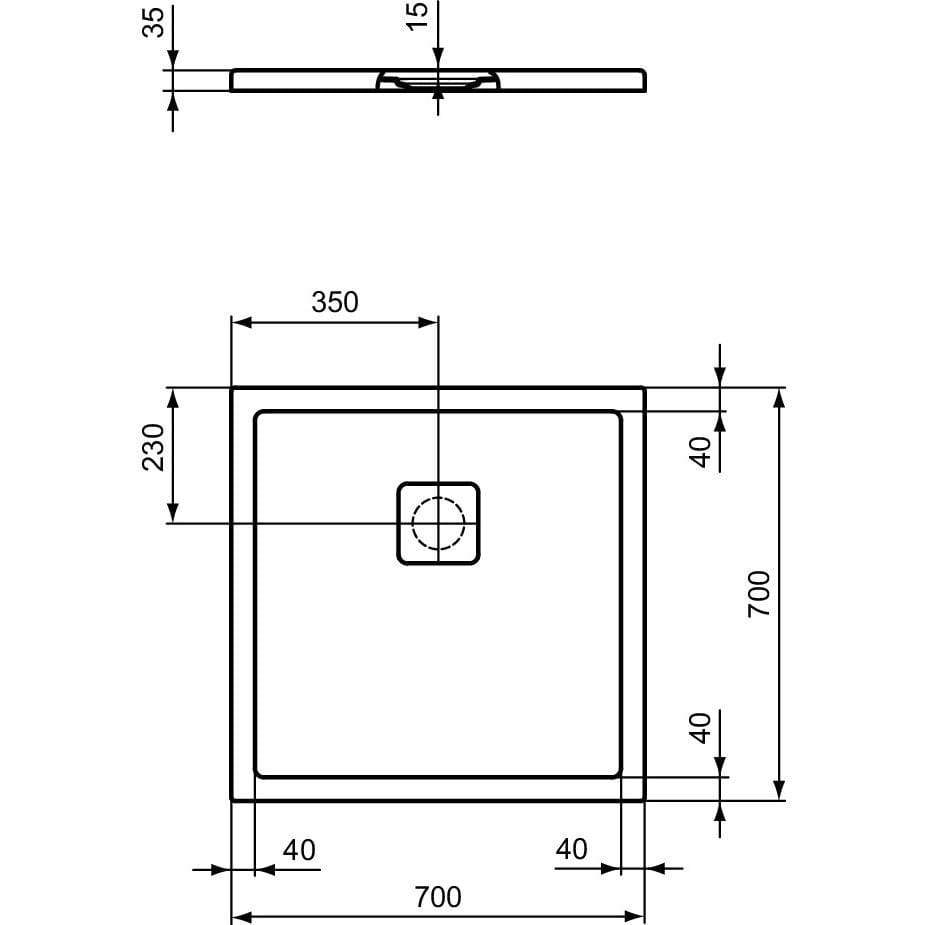 Ideal Standard Rectangle Shower Tray Ideal Standard Ultra Flat EVO 35mm Shower Tray in Silk White with Waste