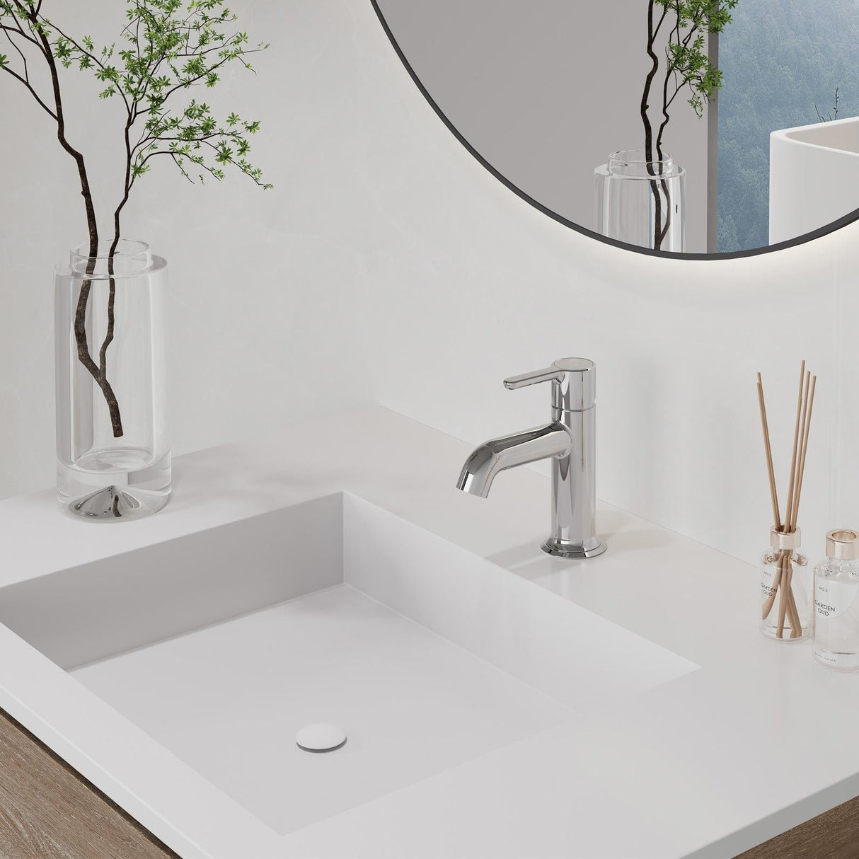 Flova Mono Basin Tap Diamond Chrome Flova Moonlight Basin Mixer Tap with Clicker Waste