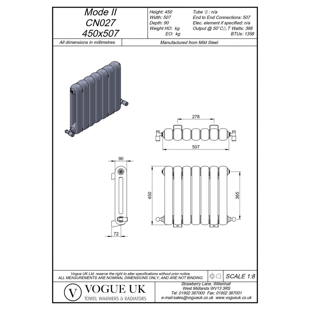 Vogue Column Radiator Vogue Mode II Traditional 2 Column Radiator in Anthracite