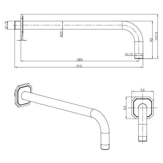 Crosswater Fixed Shower Arm Crosswater Belgravia Traditional Wall Mounted Shower Arm in Chrome