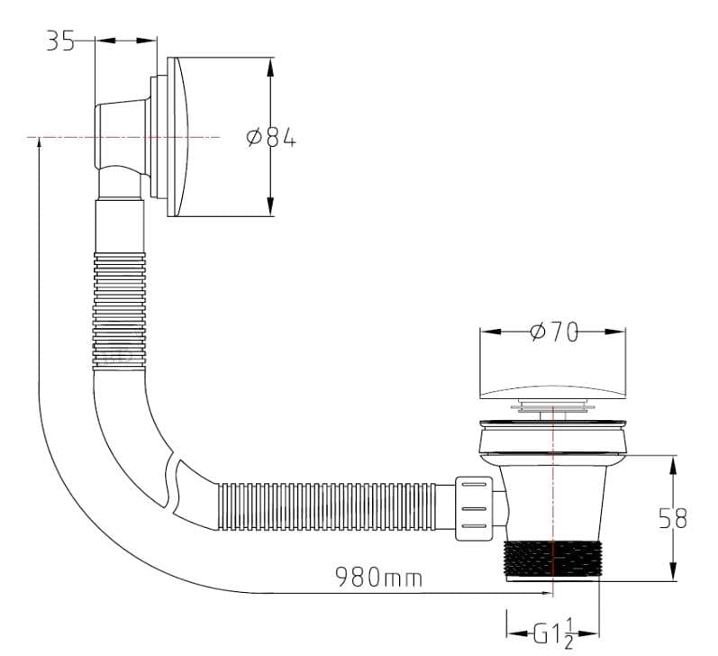 Aquarius Bath Waste Aquarius FT Easy Clean Click Clack Bath Waste and Overflow
