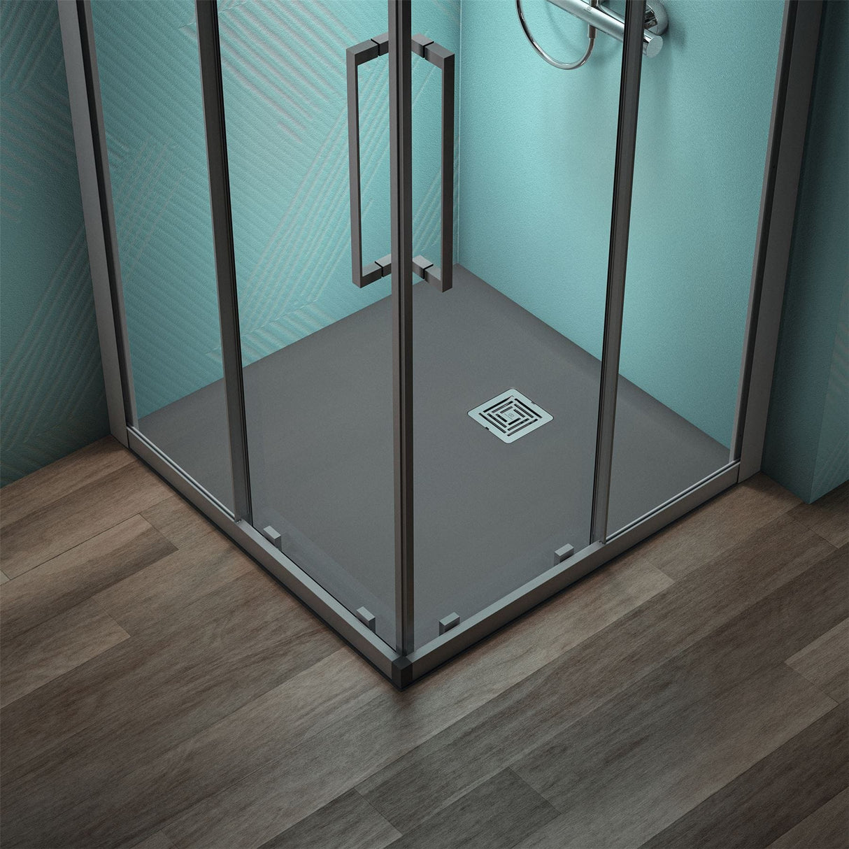 Ideal Standard Rectangle Shower Tray Concrete Grey / 900 x 900mm Ideal Standard Ultra Flat S+ Shower Tray 30mm including Waste