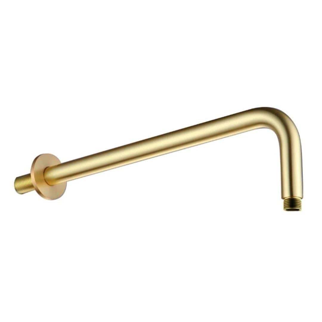 Aquarius Fixed Shower Arm Brushed Brass Aquarius RainLux Round Wall Shower Arm