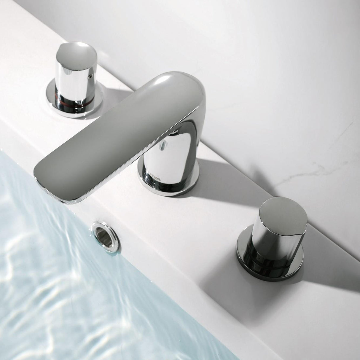 Flova 3 Tap Hole Basin Set Flova Allore 3 Hole Basin Mixer Tap with Clicker Waste in Diamond Chrome