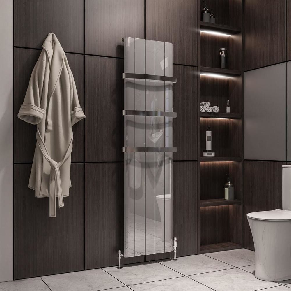 Eastbrook Panel Radiator 1800 x 470 / Central Heating Eastbrook Peretti Straight Vertical Aluminium Radiator in Polished Aluminium