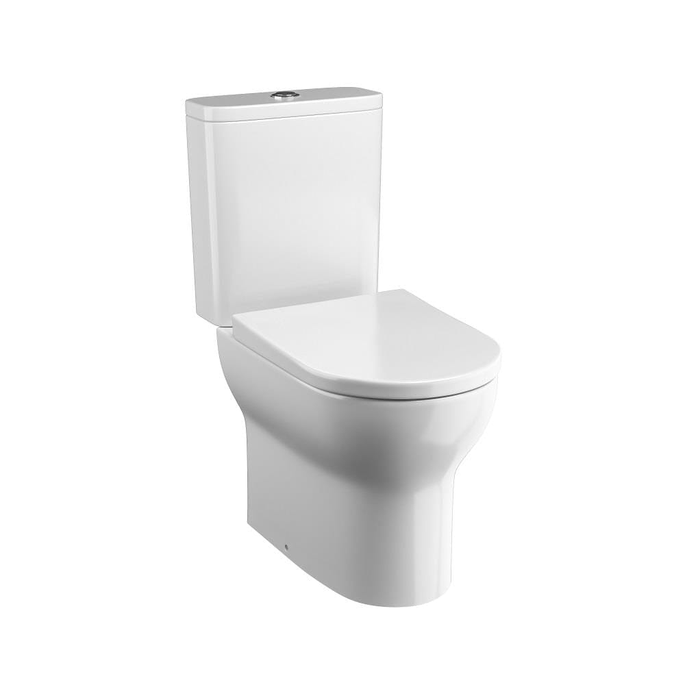 Tissino Close Coupled Toilet Matt Black Tissino Nerola Rimless Closed Coupled Open Back Toilet with Soft Close Wrapover Seat