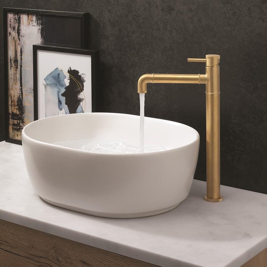 Crosswater Tall Basin Tap Unlacquered Brushed Brass Crosswater MPRO Industrial Tall Mono Basin Mixer Tap
