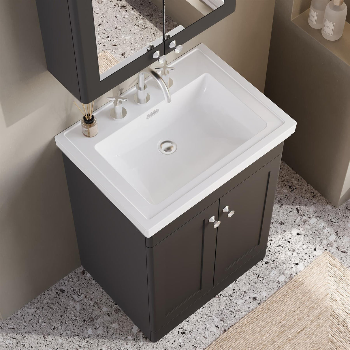 Aquarius Bathrooms Floor Standing Vanity Unit Aquarius Leighton 600mm Floor Standing Two Door Vanity Unit with Basin