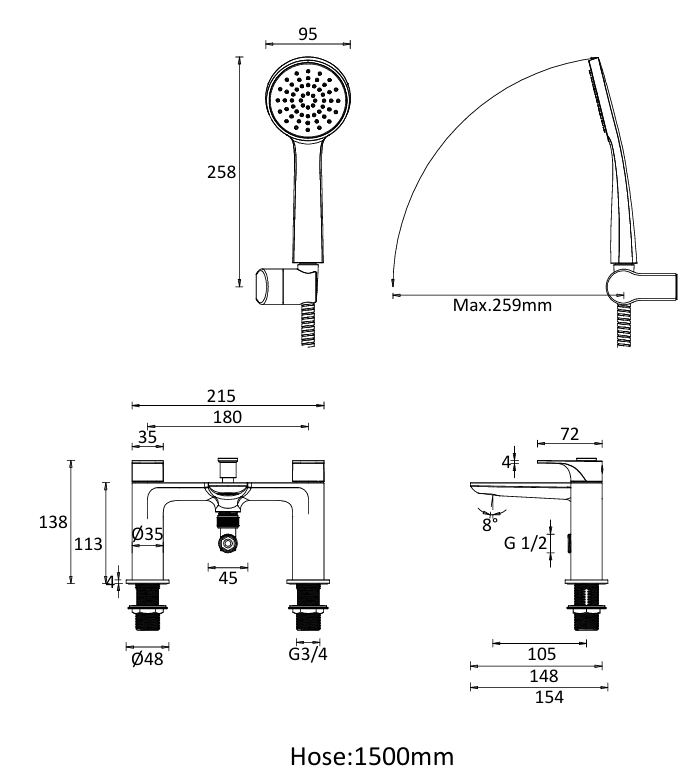 Crosswater Fuse Bath Shower Mixer