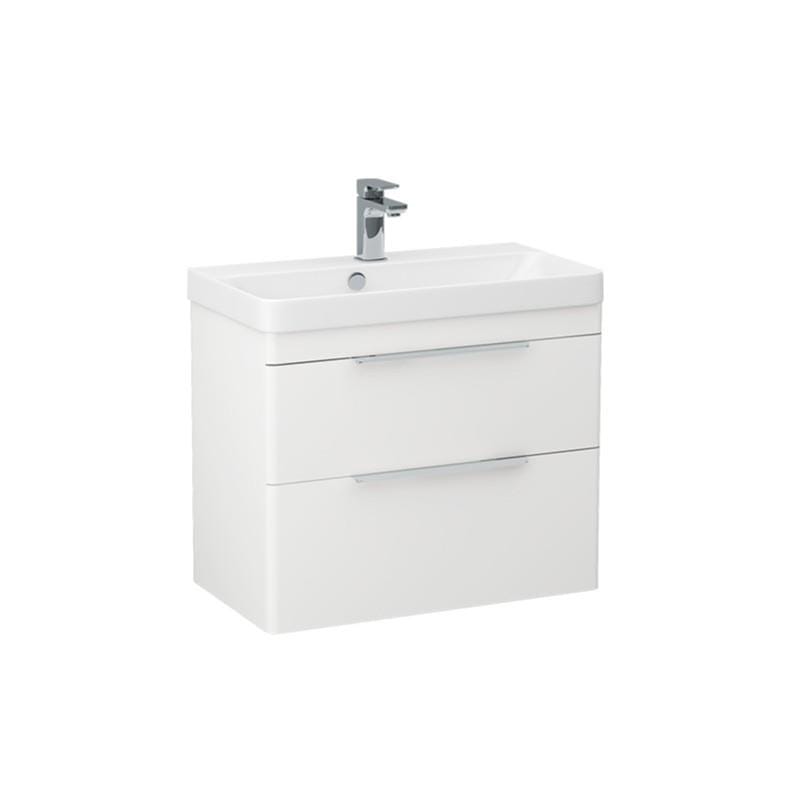 Imex Wall Mounted Vanity Unit Matt White Imex Luna 700mm Wall Mounted Double Drawer Vanity Unit with Basin
