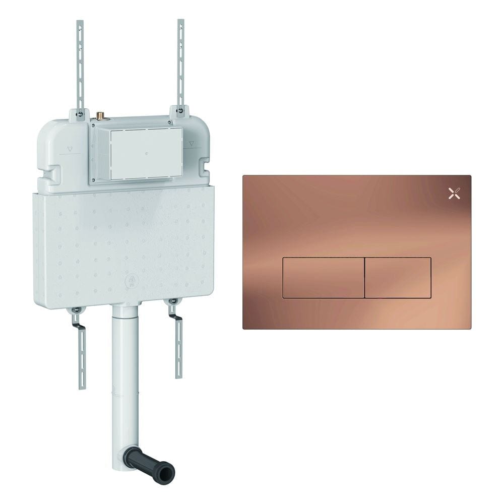 Crosswater Concealed Cistern MPRO Steel Plate in Brushed Bronze Crosswater Dual Flush Slimline Concealed Cistern Set with Flush Plate - 508 x 80 x 550mm