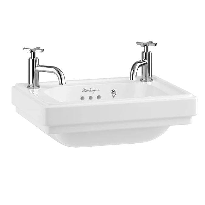 Burlington Cloakroom Basin Burlington Riviera 450mm 2 Tap Hole Cloakroom Basin in Gloss White