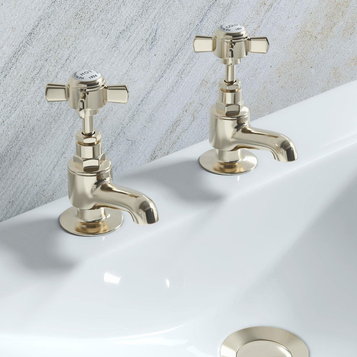 Heritage Pillar Basin Tap Heritage Dawlish Short Nose Basin Pillar Taps (Pair)