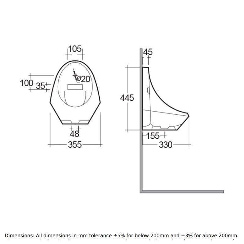 RAK Urinal RAK Jazira Urinal with Brackets