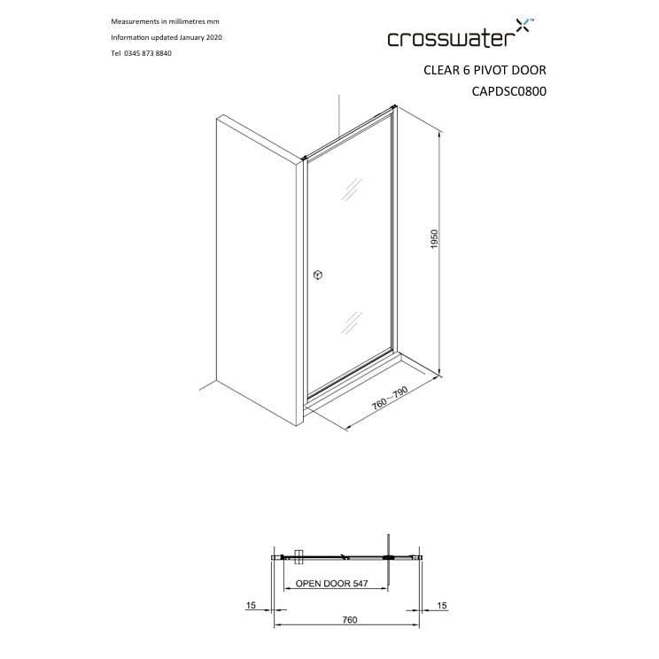 Crosswater Pivot Shower Door Crosswater Clear 6 Pivot Shower Door