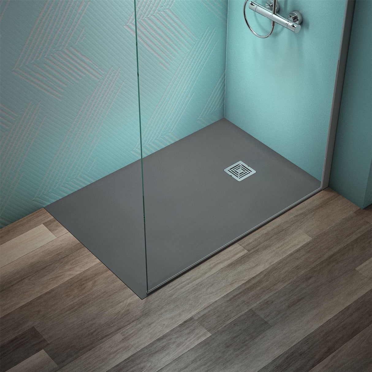 Ideal Standard Rectangle Shower Tray Concrete Grey / 1200 x 800mm Ideal Standard Ultra Flat S+ Shower Tray 30mm including Waste