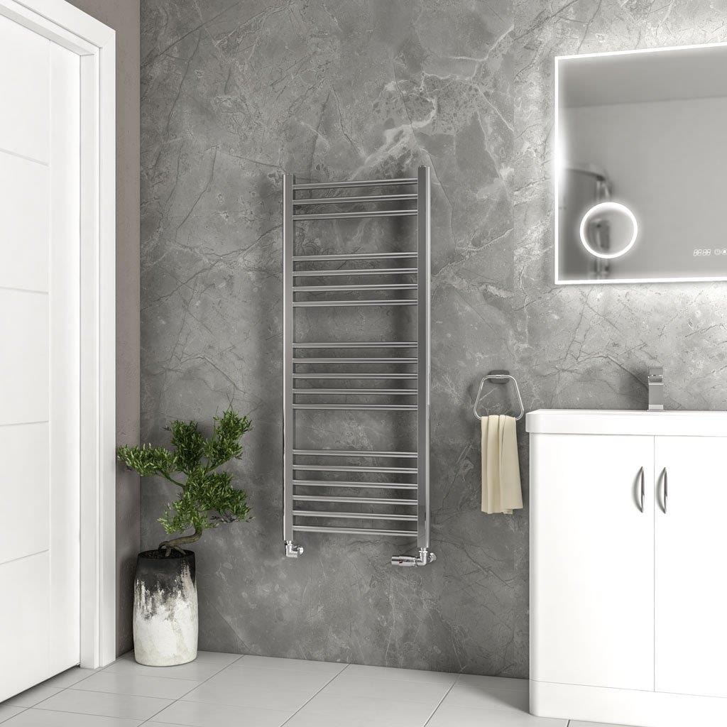Eastbrook Ladder Rail 1200 x 500 / Central Heating Eastbrook Wendover Straight Vertical Heated Towel Rail in Polished Stainless Steel