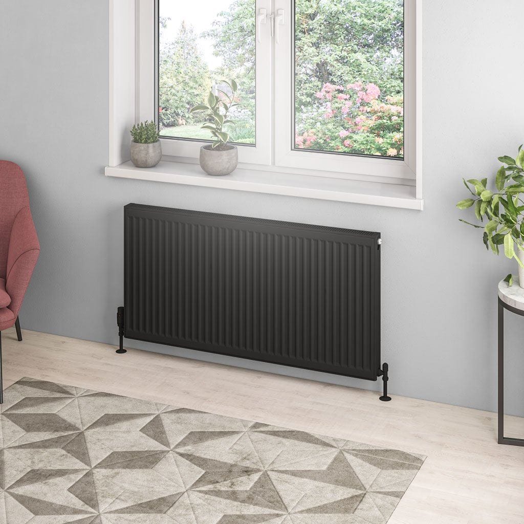 Aquarius Type 21 600 x 1200mm Aquarius Type 21 Compact Panel Radiator In Matt Black