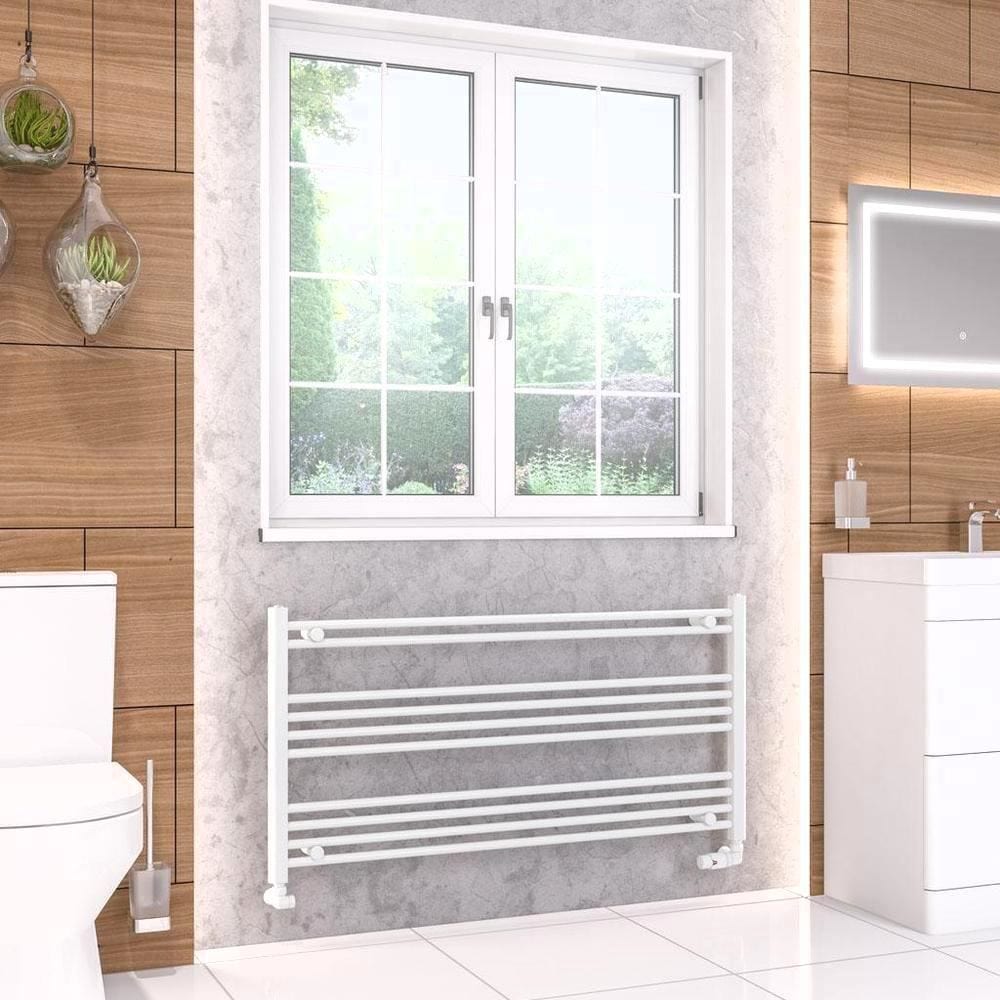 Eastbrook Ladder Rail 600 x 1200 / Electric Only Eastbrook Wendover Straight Horizontal Under Window Heated Towel Rail in White