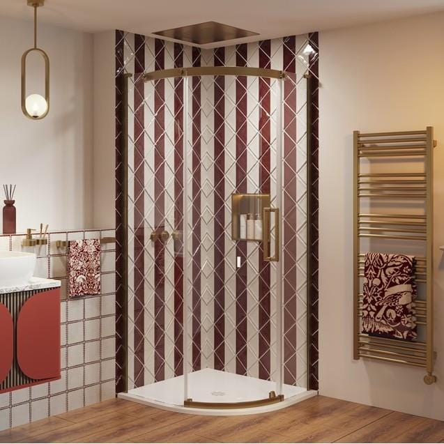 Crosswater Quadrant Shower Enclosure Brushed Brass / 900 x 900mm / Right Hand Crosswater Optix Single Door Quadrant Shower Enclosure