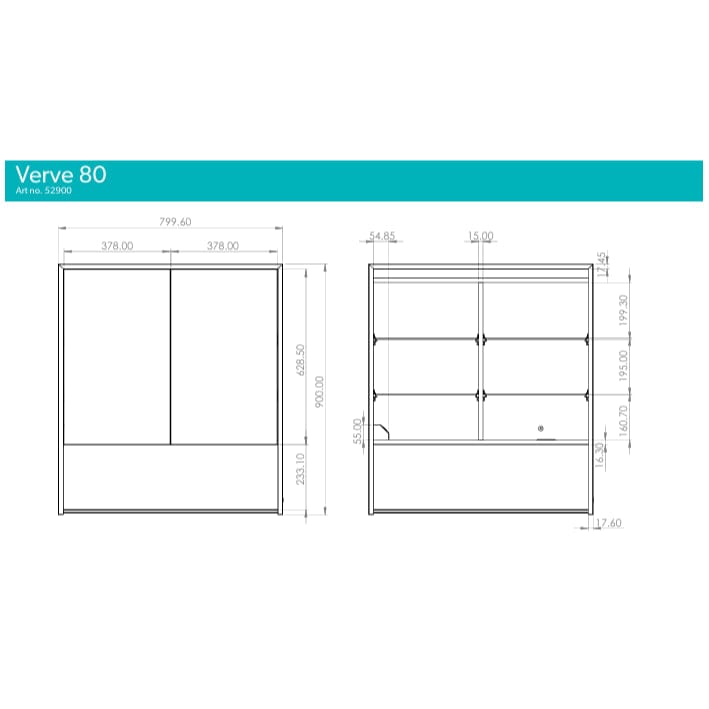 HiB Mirrored Cabinet HiB Verve LED Illuminated Mirror Cabinet