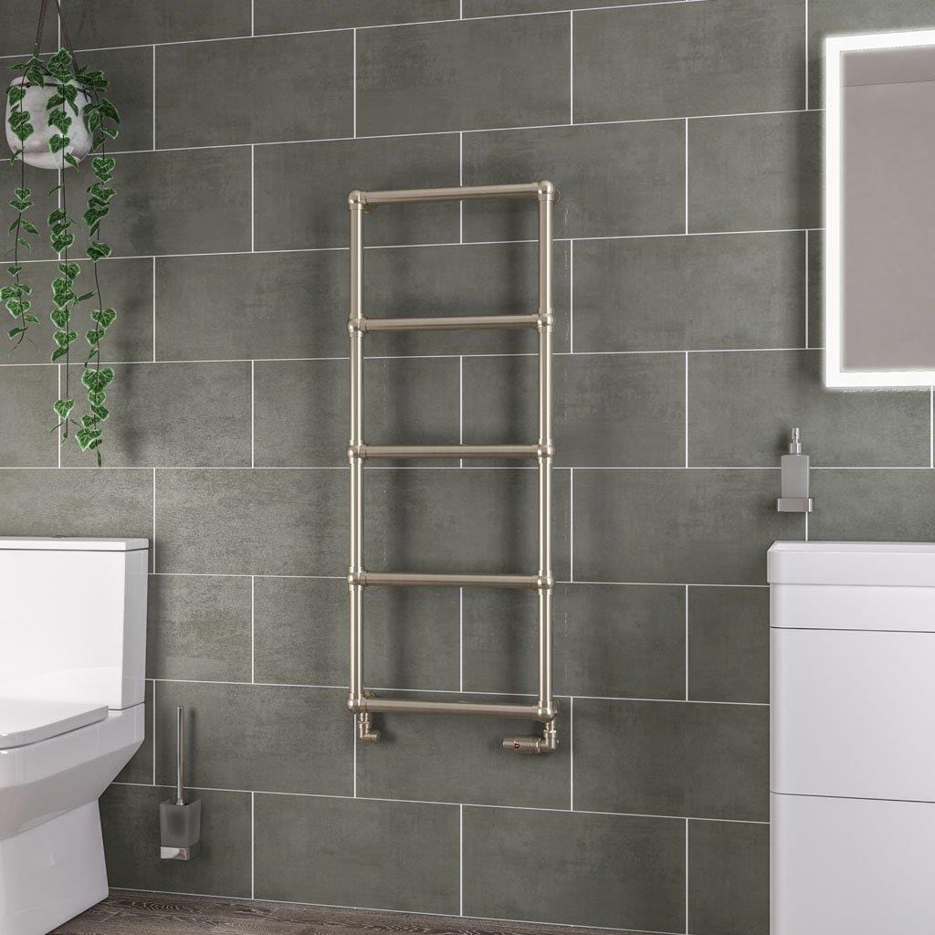 Eastbrook Traditional Towel Rail Eastbrook Stour Vertical Traditional Heated Towel Rail in Brushed Brass