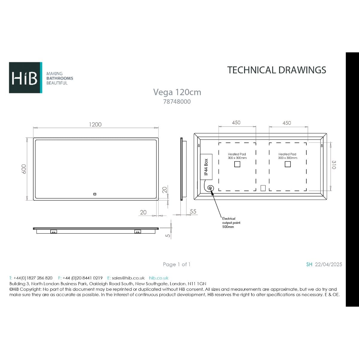 hib. Illuminated Mirror hib. Vega LED Illuminated Mirror