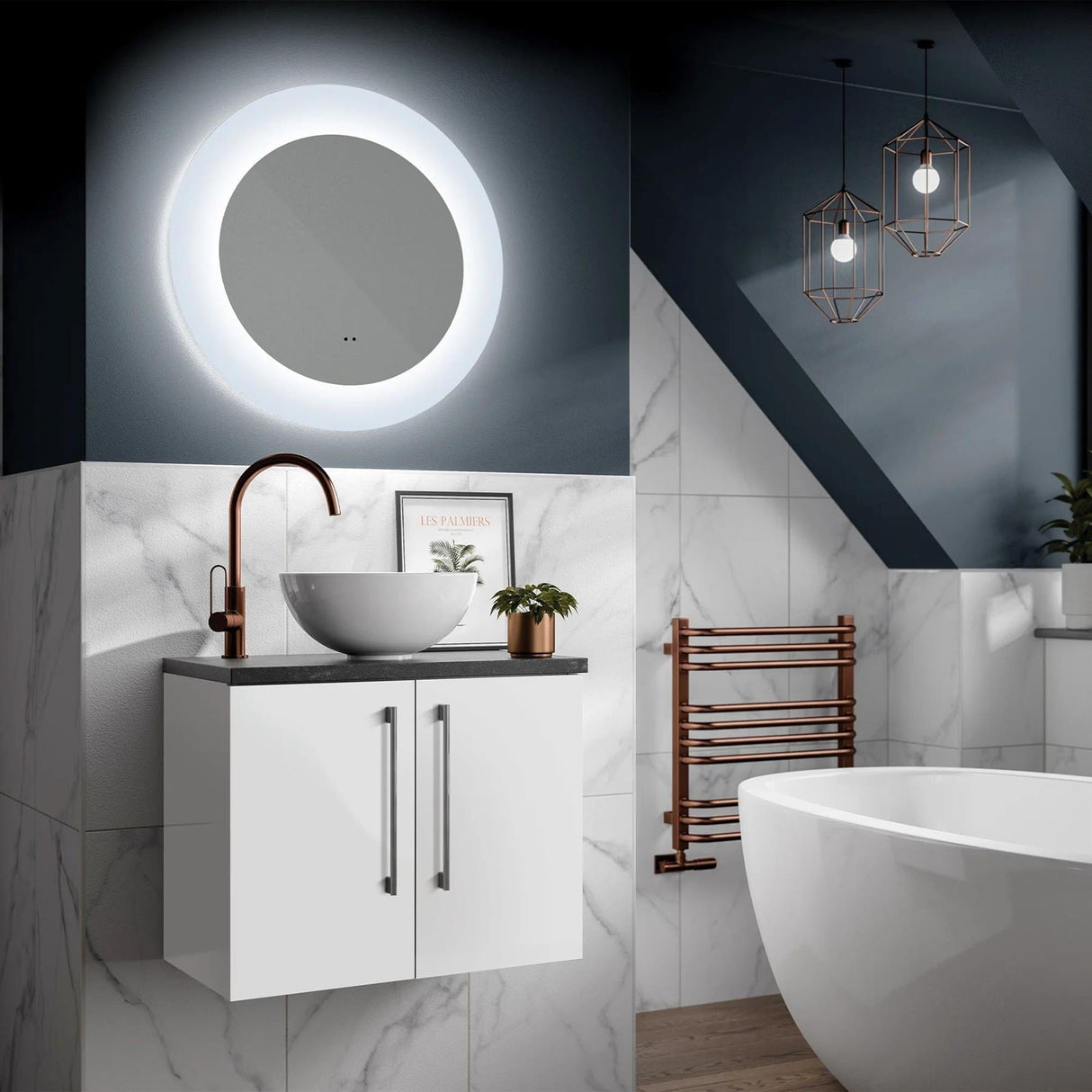 HiB Illuminated Mirror HiB Cassini Round LED Illuminated Mirror