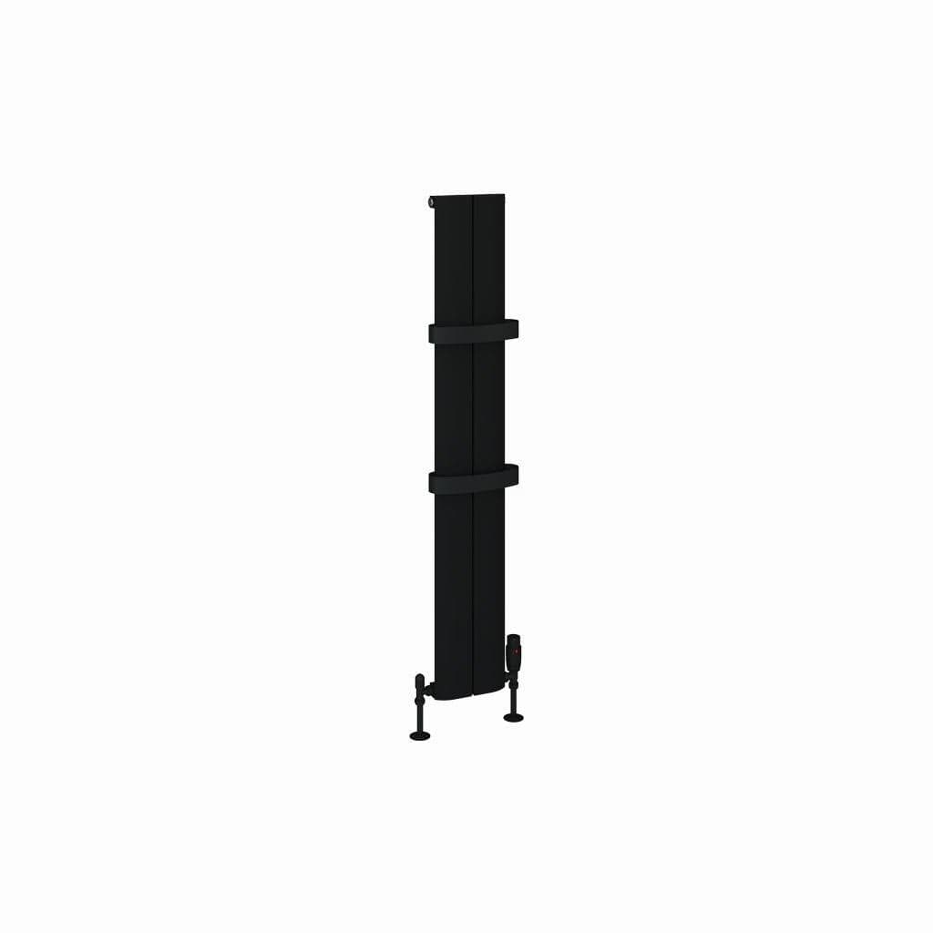 Eastbrook Panel Radiator Eastbrook Berlini Straight Vertical Aluminium Radiator in Matt Black