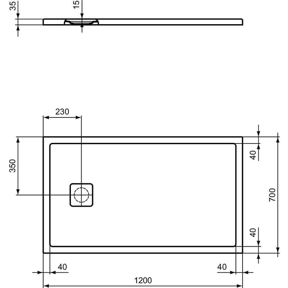 Ideal Standard Rectangle Shower Tray Ideal Standard Ultra Flat EVO 35mm Shower Tray in Silk White with Waste
