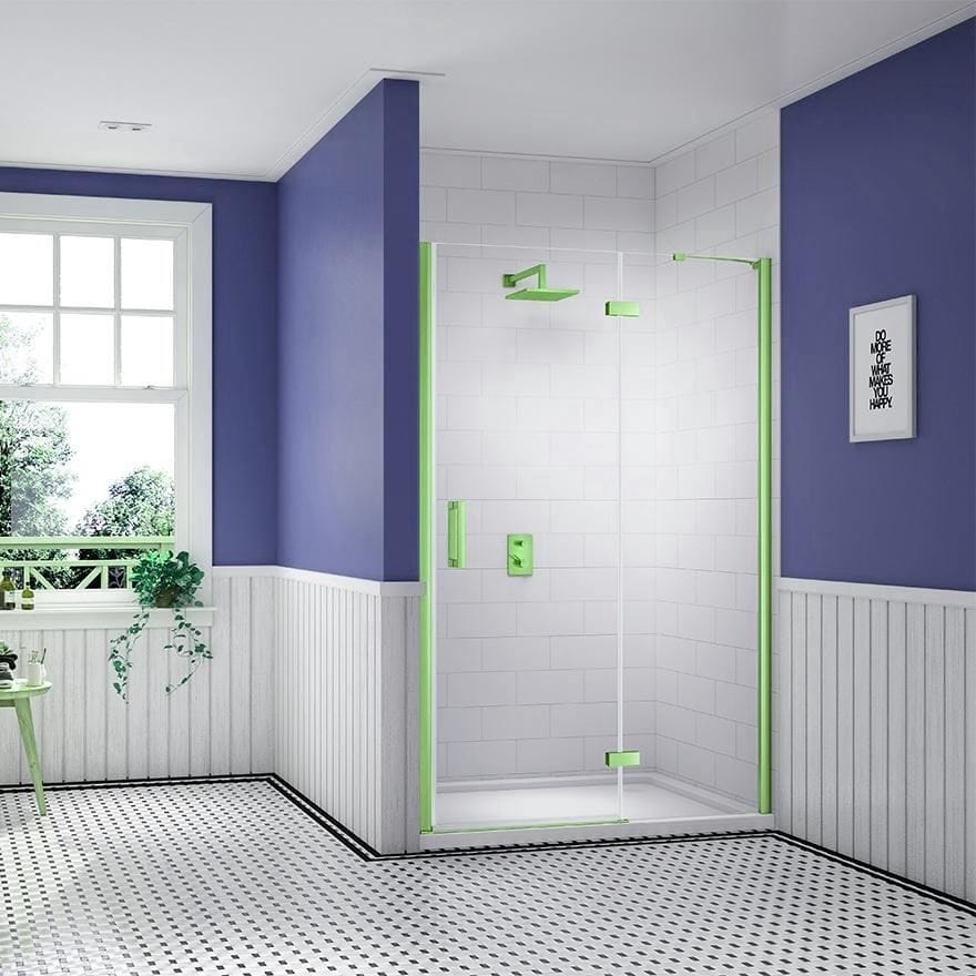 Merlyn Hinged Shower Door Brushed Brass / 1400+ adj (1400-1440mm) Merlyn Ionic Essence Frameless Hinged Shower Door and Inline Panel