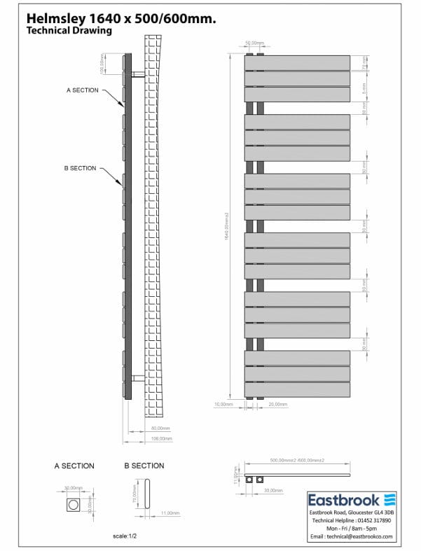 Eastbrook Designer Towel Radiator Eastbrook Helmsley Straight Vertical Designer Towel Rail in Matt Anthracite