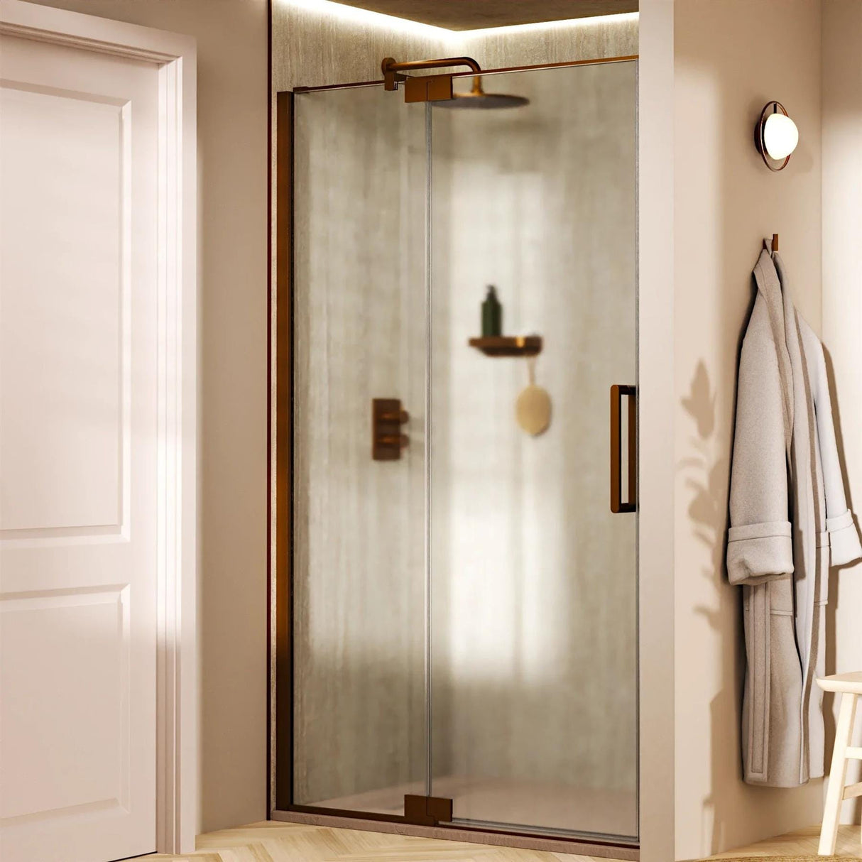 Crosswater Pivot Shower Door Crosswater Optix 10 Pivot Door with Inline Panel 1200mm in Brushed Bronze