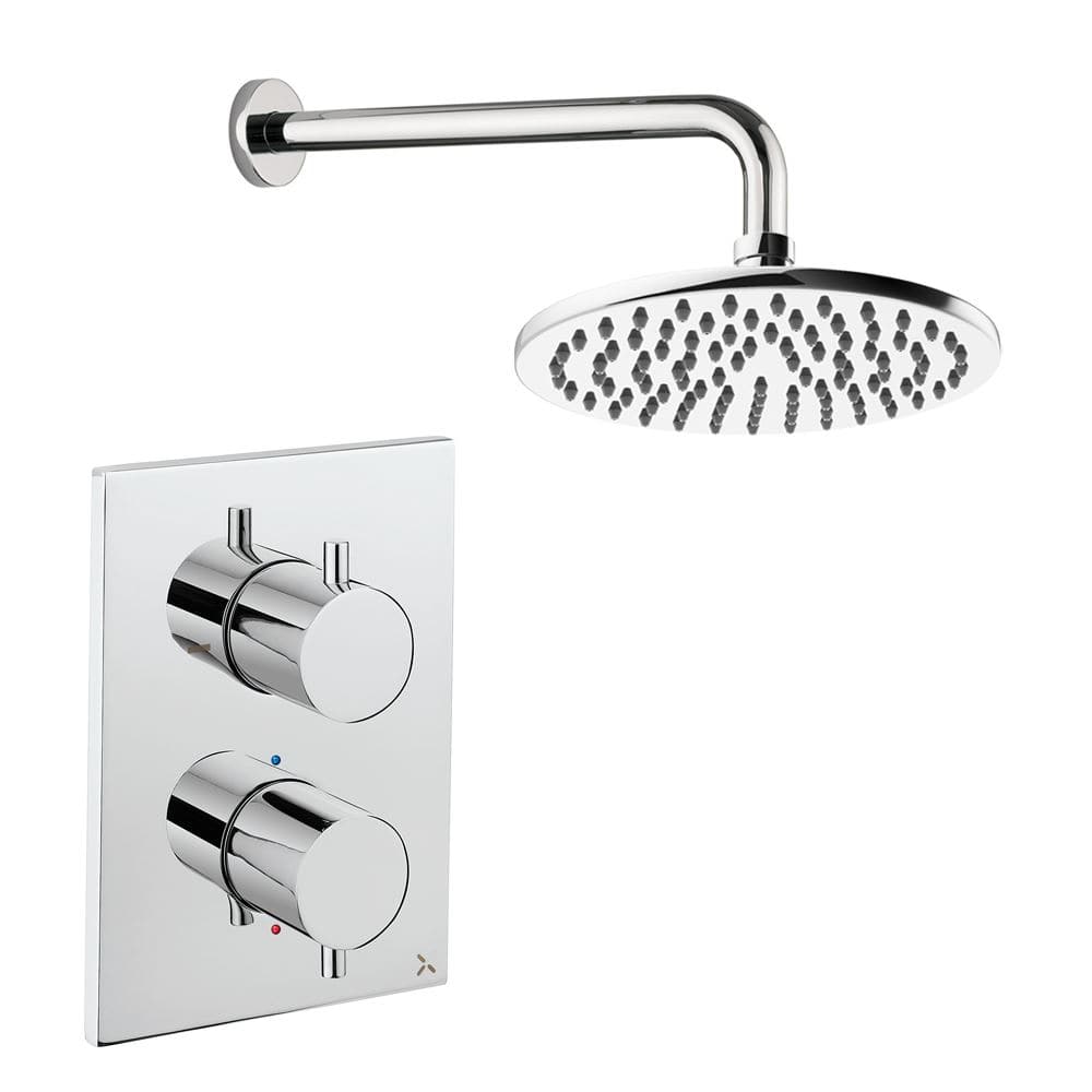 UK Bathroom Store Concealed Shower Set Chrome / Wall Arm / 200mm Crosswater Crossbox Shower Set 1 - 1 Outlet with Fixed Overhead Shower