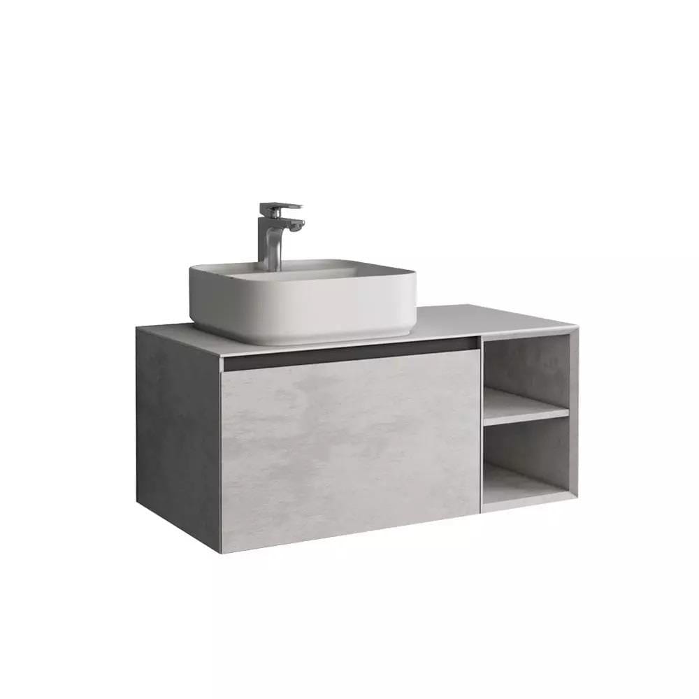 Aquarius Wall Mounted Vanity Unit Natural Stone / White Marble Aquarius JF-Series 900mm Single Drawer Vanity Unit with Countertop